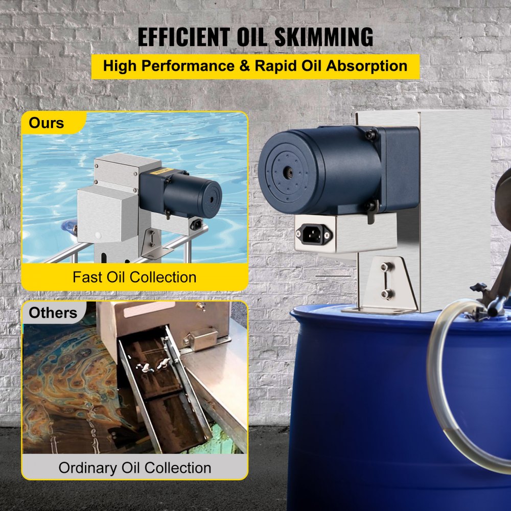 VEVOR Belt Oil Skimmer 12" Tramp Oil Skimmer Oil Skimmer CNC con correa de poliuretano de 2.8" Oil Skimmer Belt 40w Motor Oil Skimmer Acero al carbono Coolant Oil Skimmer w/Pipe & Clamp