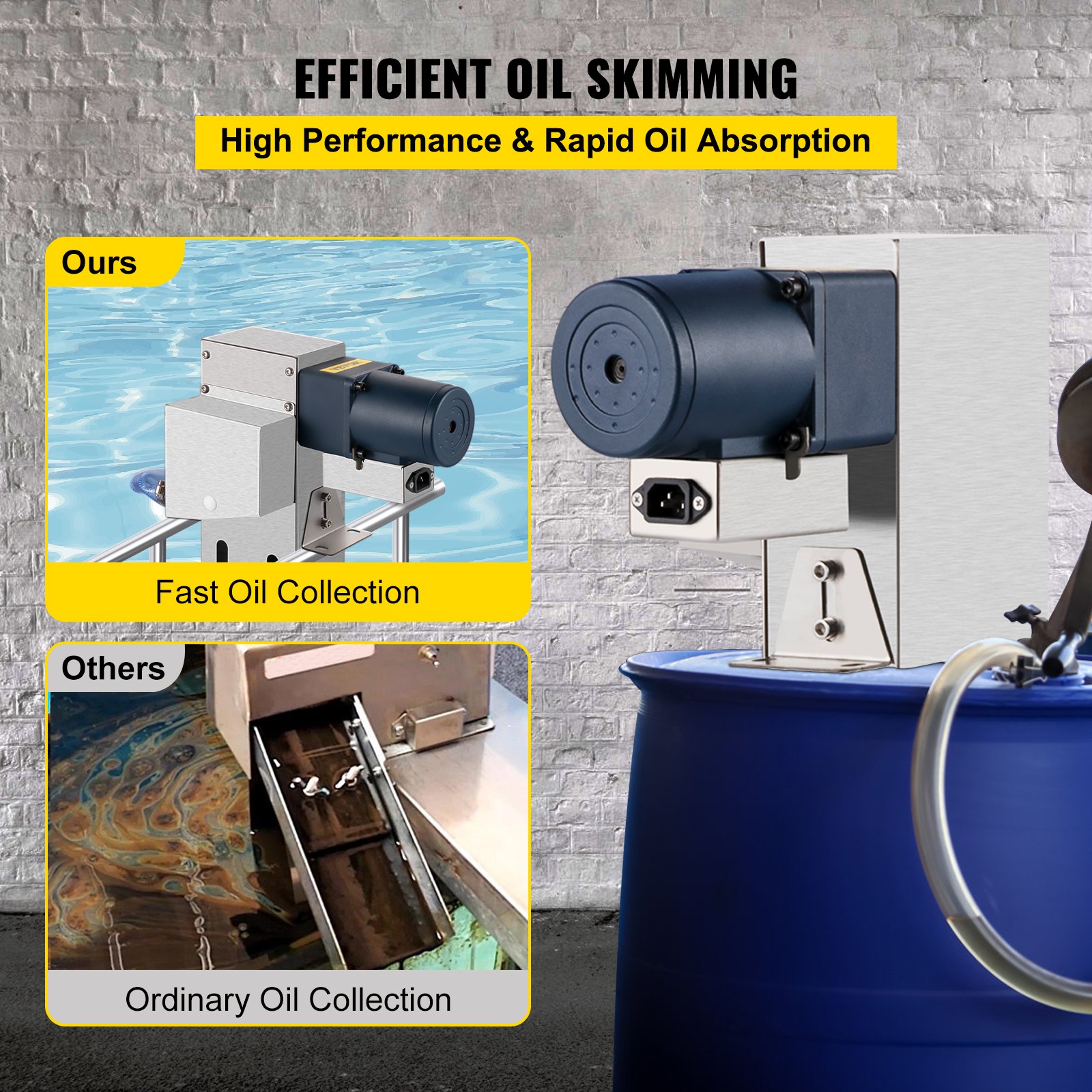 VEVOR Belt Oil Skimmer 9" Tramp Oil Skimmer Oil Skimmer CNC con correa de poliuretano de 2.8" Oil Skimmer Belt 40w Motor Oil Skimmer Acero al carbono Coolant Oil Skimmer con tubo y abrazadera