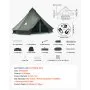VEVOR Tienda de Campaña para 3-4 Personas, Carpa Yurta de Tela Transpirable, con Salida de Humo Ventanas de Ventilación Suelo Desmontable con Cremallera, para Glamping Acampar Festivales Reuniones