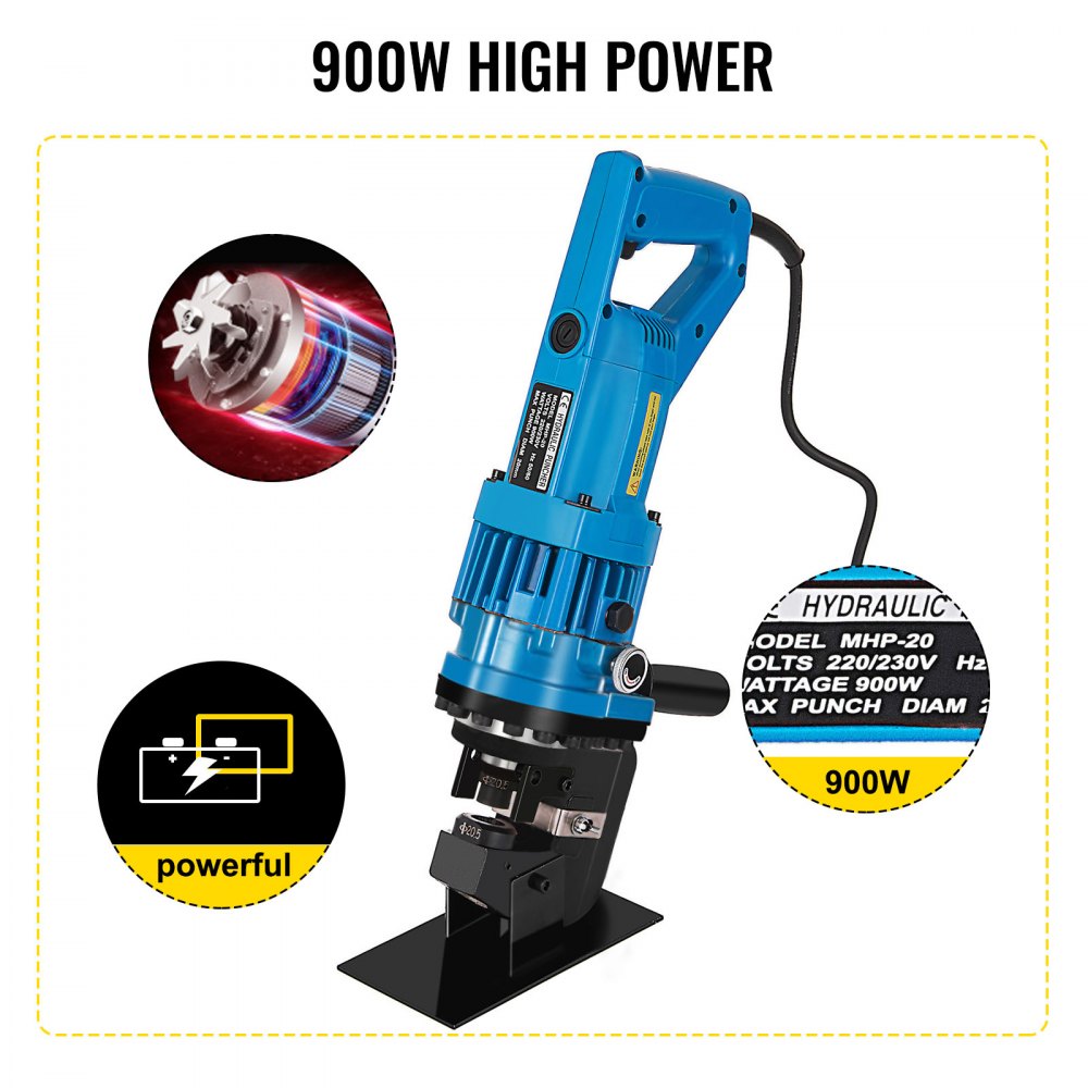 Perforadora hidráulica VEVOR de 1/4" de grosor, con juego de 5 matrices, interruptor manual de retorno de aceite, 900 W