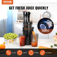 VEVOR Exprimidor masticador, máquina exprimidora de prensa en frío, exprimidor lento con conducto de alimentación grande de 2,6 pulgadas, extractor de jugo con alto rendimiento de jugo, fácil de limpiar con cepillo, para frutas y verduras con alto contenido de nutrientes