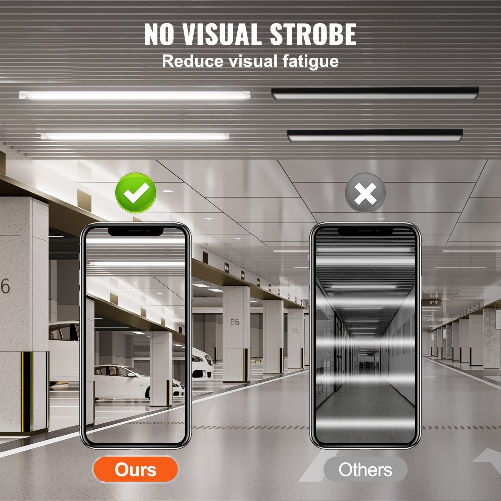 VEVOR - Paquete de 10 luces LED para taller, 1,2 m, 40 W, conectables, 6500 LM, luces de techo, cables de alimentación de 140 cm con interruptor de encendido/apagado, conectores de 122 cm, para garaje, almacén, hogar, taller y oficina