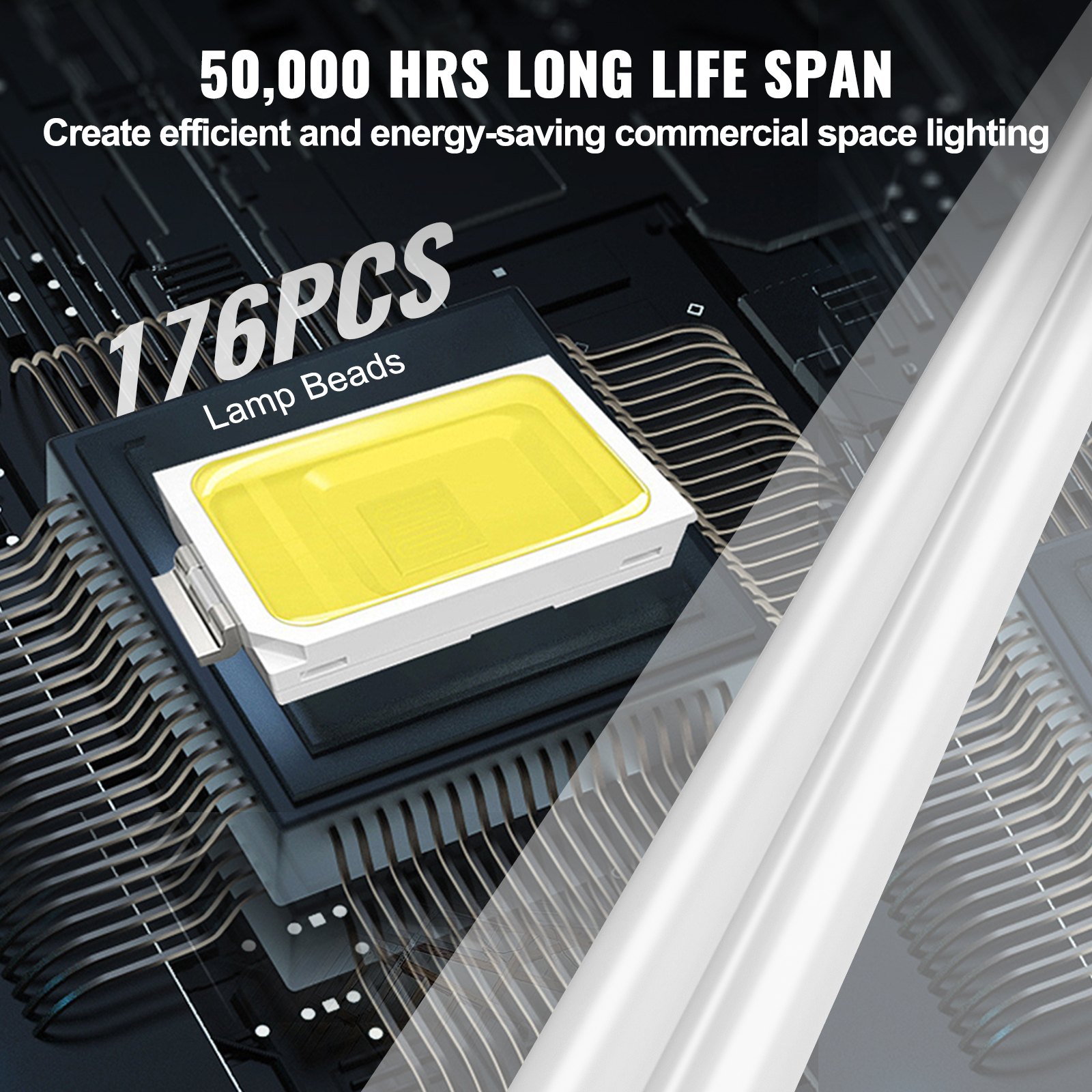 VEVOR - Pack de 10 luces LED para taller, 1,2 m, 40 W, conectables, 4500 LM, para montaje en superficie y colgante, luces de techo, cables de alimentación de 140 cm con interruptor de encendido/apagado, para garaje, almacén, casa, taller y oficina