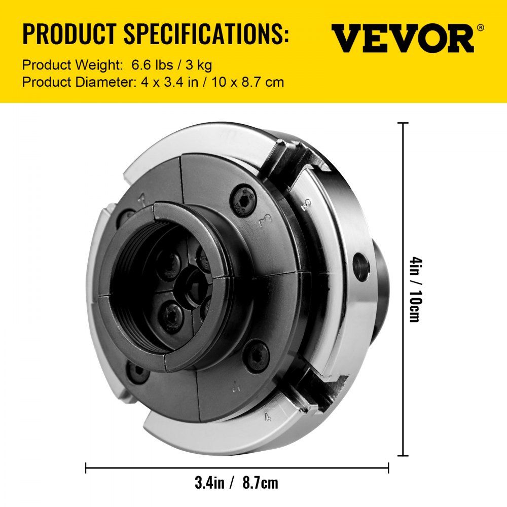 Portabrocas de torno VEVOR, portabrocas Nova de 4 pulgadas, autocentrante, independiente, 4 mordazas, Mini portabrocas de madera, accesorios de acero para carpintería