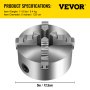 VEVOR Torno Chuck K12-125 5 Pulgadas 4 Mordazas, Mini Torno Chuck Material De Hierro Fundido De Calidad, Torno Chuck Autocentrante Con Dos Juegos De Mordazas, Para Máquina De Torno