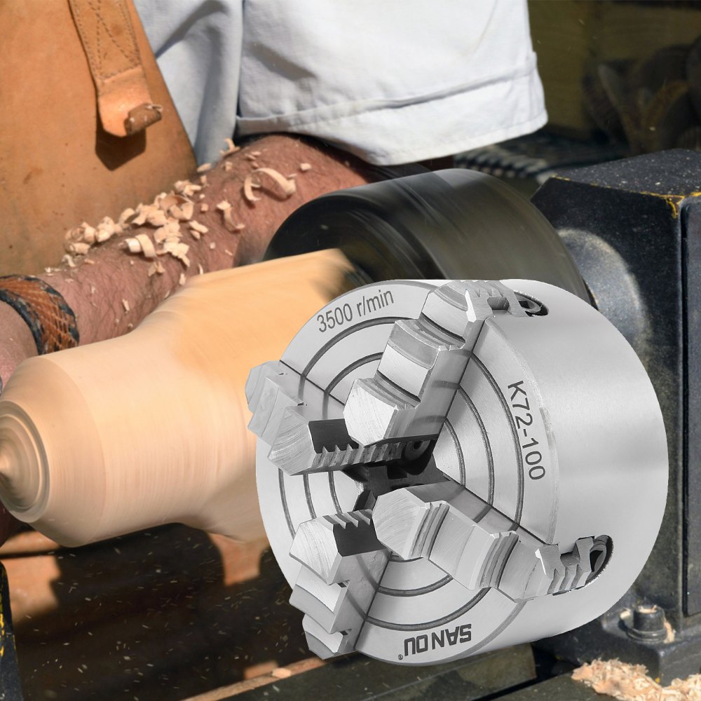 VEVOR K72-100 Mandril de torno de 4 pulgadas, 4 mordazas, Mandril de torno, Mandíbula reversible independiente, Accesorios para máquina de torneado de mandril de torno de metal, Para máquina de tornos