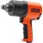 Llave de impacto neumática VEVOR naranja y negra con agarre ergonómico y cabezal de metal resistente.