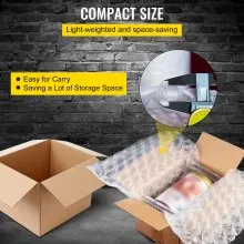 Película de colchón de aire VEVOR, película de bolsas de burbujas de almohada de aire de 984 pies de longitud, película de 16 pulgadas de ancho, película de bolsas de burbujas en rollo para máquina de envoltura