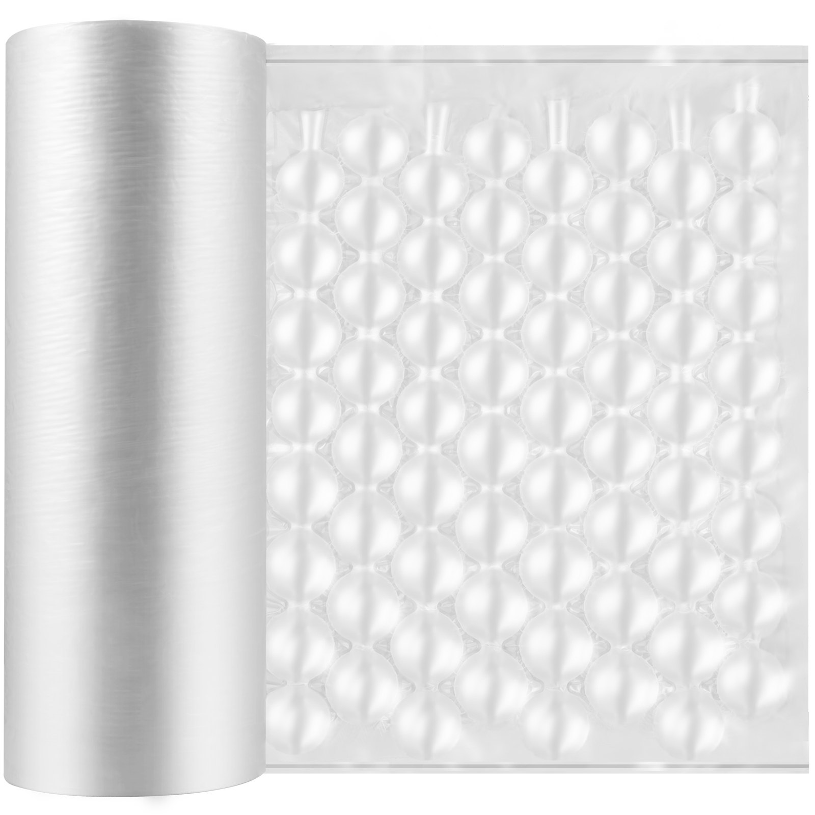 Rollo de película de colchón de aire VEVOR, lámina de plástico de burbujas transparente con textura suave.