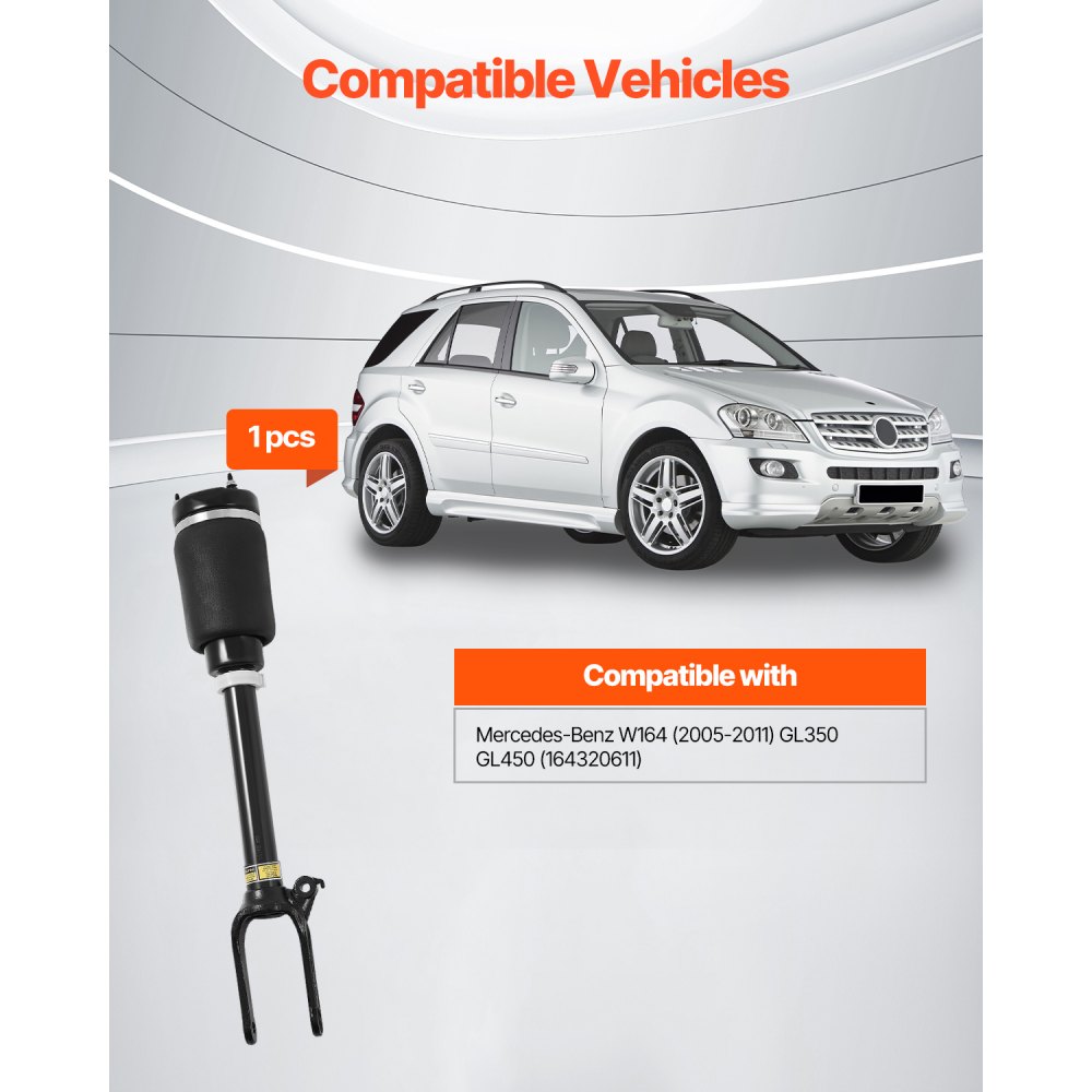 Amortiguadores delanteros VEVOR para suspensión neumática, compatibles con Mercedes Benz W164 delanteros sin ADS (2005-2011) GL350 GL450, reemplazo para 1643204513 1643206113 1643204313 1643204413 1643204613