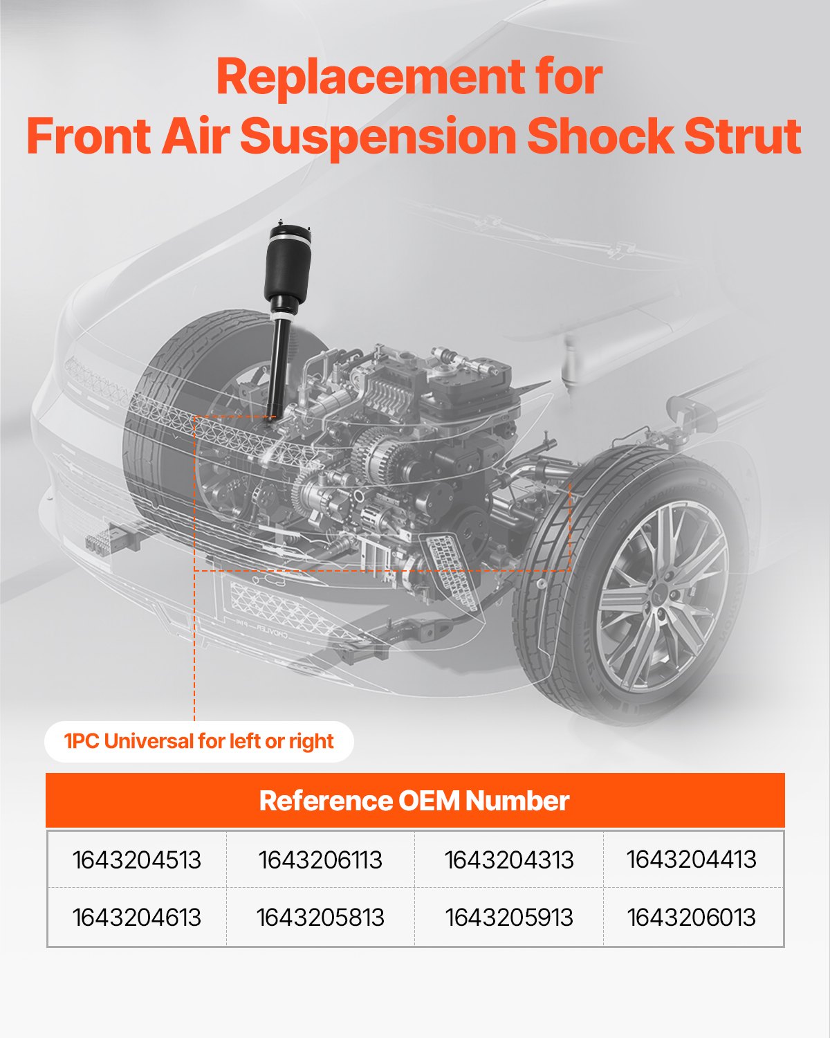 Amortiguadores delanteros VEVOR para suspensión neumática, compatibles con Mercedes Benz W164 delanteros sin ADS (2005-2011) GL350 GL450, reemplazo para 1643204513 1643206113 1643204313 1643204413 1643204613