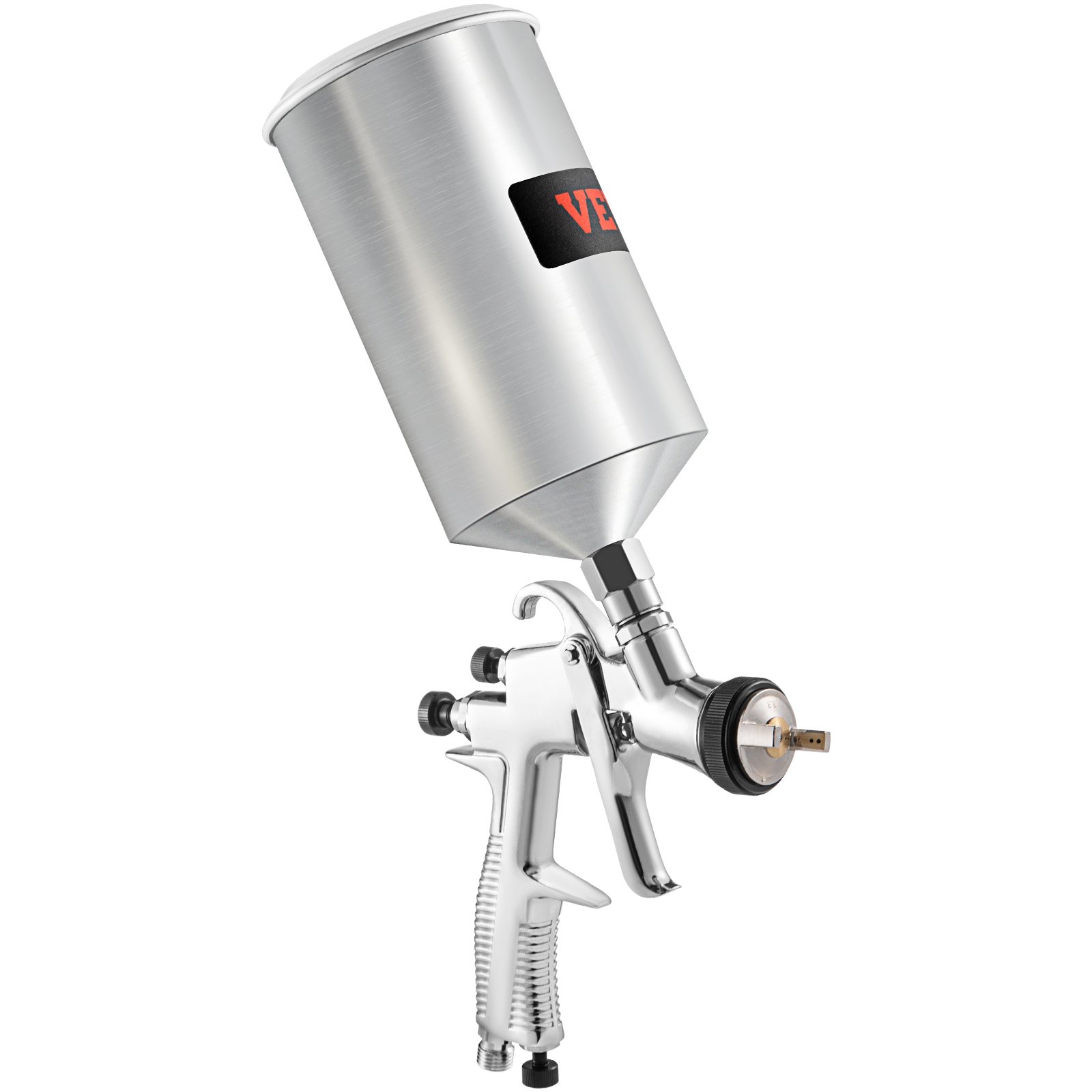 VEVOR LVLP Pistola pulverizadora de aire, pulverizador piant de alimentación por gravedad de alto rendimiento, boquillas de acero inoxidable de 1,3 mm, 1,4 mm, 1,8 mm, taza de 1000 cc con adaptador MPS y regulador de aire para paredes, automoción, mejoras del hogar