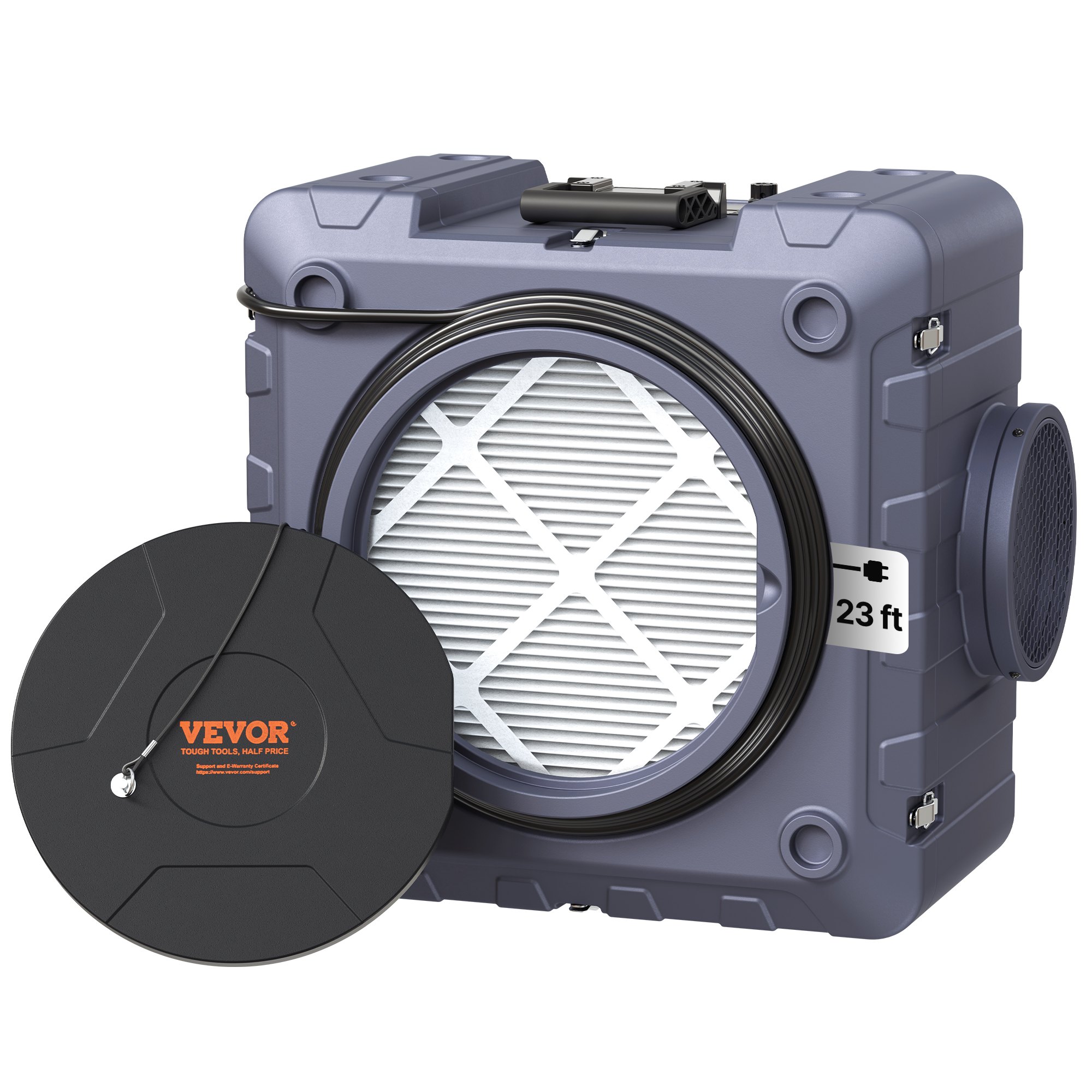 Purificador de aire VEVOR con filtración de 3 etapas, apilable, de 550 CFM, con filtro MERV10, carbón activado y filtro HEPA H13, para uso doméstico, industrial y comercial.