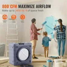 VEVOR Depurador de aire con filtración de 3 etapas, máquina de aire negativo apilable 800 CFM, limpiador de aire con MERV10, carbón, H13 HEPA, para uso doméstico, industrial y comercial