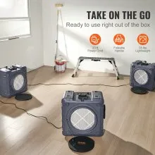 VEVOR Depurador de aire con filtración de 3 etapas, máquina de aire negativo apilable 800 CFM, limpiador de aire con MERV10, carbón, H13 HEPA, para uso doméstico, industrial y comercial