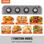 VEVOR Horno tostador freidora de aire 7 en 1, horno de convección de 18 L, horno tostador de acero inoxidable de 1700 W, combo de encimera con parrilla, bandeja para pizza, guantes, 6 rebanadas de pan tostado, pizza de 10 pulgadas, uso doméstico y comercial