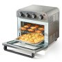 VEVOR Horno tostador freidora de aire 7 en 1, horno de convección de 18 L, horno tostador de acero inoxidable de 1700 W, combo de encimera con parrilla, bandeja para pizza, guantes, 6 rebanadas de pan tostado, pizza de 10 pulgadas, uso doméstico y comercial