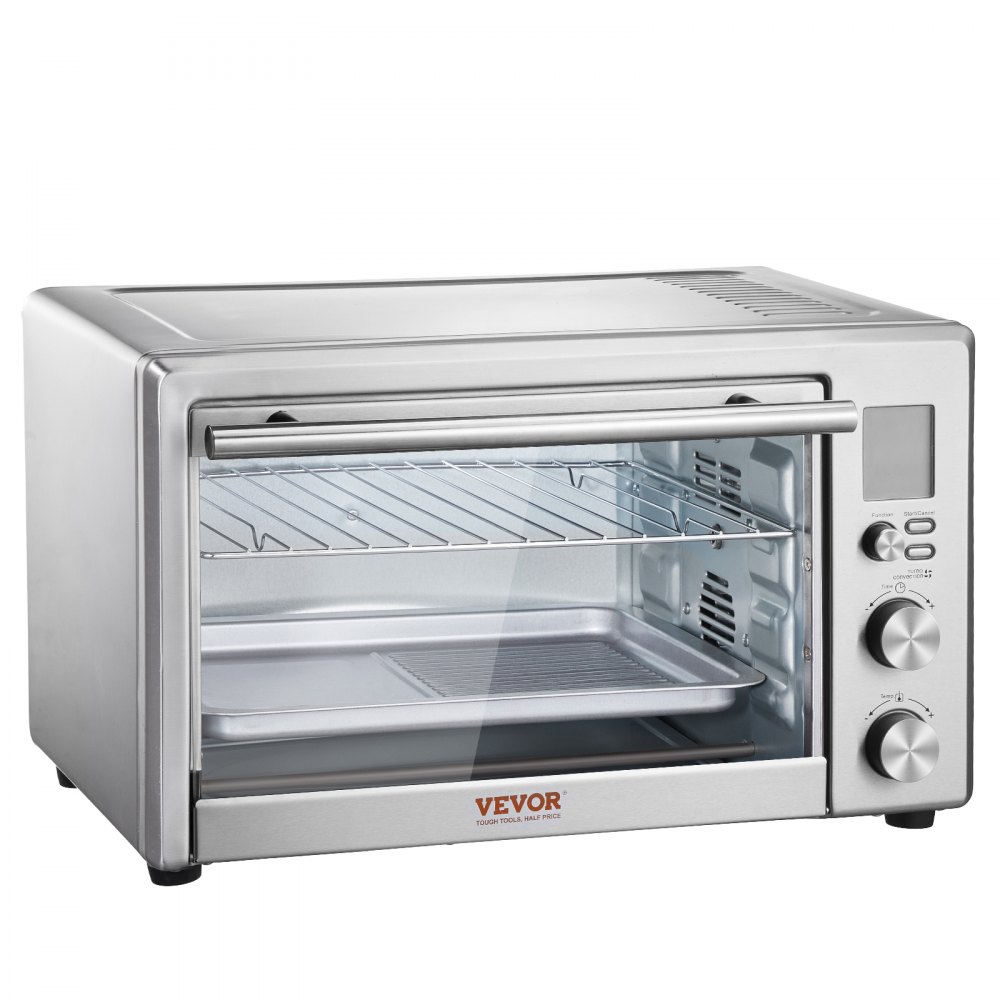 Horno tostador con freidora de aire VEVOR 13 en 1, horno de convección de 28 L/29,6 Qt, horno tostador de 2 niveles de 1800 W, combo de encimera con rejillas de alambre, bandeja para pizza, guantes, para uso doméstico y comercial.