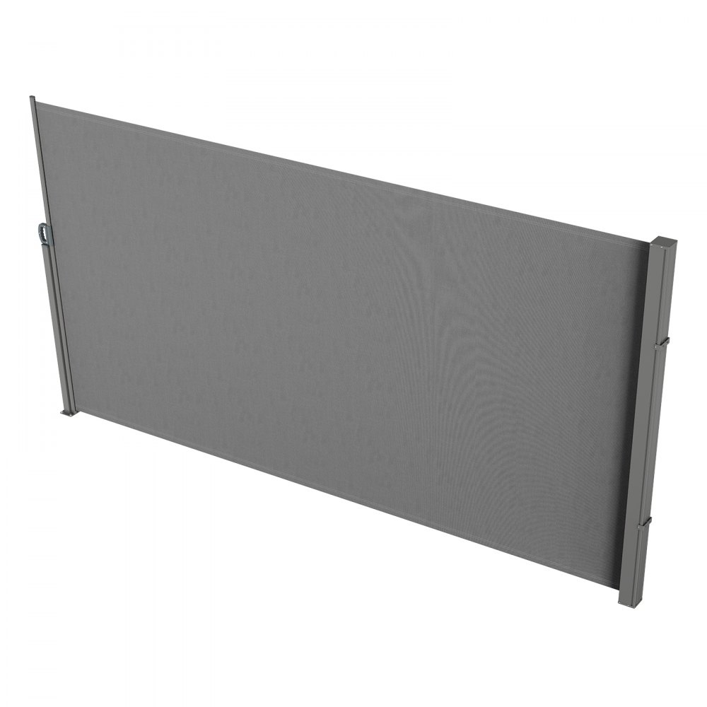 VEVOR Toldo Lateral Retráctil, Pantalla de Privacidad para Exteriores de 79''x 118'', Pantalla de Patio Retráctil Impermeable de Poliéster de 180g, Pantalla de Viento Divisor de Habitación UV 30+ para Patio, Patio Trasero, Balcón, Gris