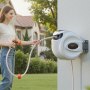 VEVOR Retractable Hose Reel, 130 ft x 1/2 inch, 180° Swivel Bracket Wall-Mounted, Garden Water Hose Reel with 9-Pattern Nozzle, Automatic Rewind, Lock at Any Length, and Slow Return System