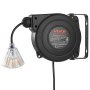 VEVOR Carrete de cable de extensión retráctil 9 metros (30 pies), resistente, 16 AWG/3C SJTOW, color negro, para montaje en techo/pared, disyuntor de 10 A, cable de alimentación retráctil automático