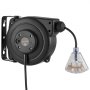 VEVOR Carrete de cable de extensión retráctil 9 metros (30 pies), resistente, 16 AWG/3C SJTOW, color negro, para montaje en techo/pared, disyuntor de 10 A, cable de alimentación retráctil automático