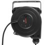 VEVOR Carrete de cable de extensión retráctil 9 metros (30 pies), resistente, 16 AWG/3C SJTOW, color negro, para montaje en techo/pared, disyuntor de 10 A, cable de alimentación retráctil automático