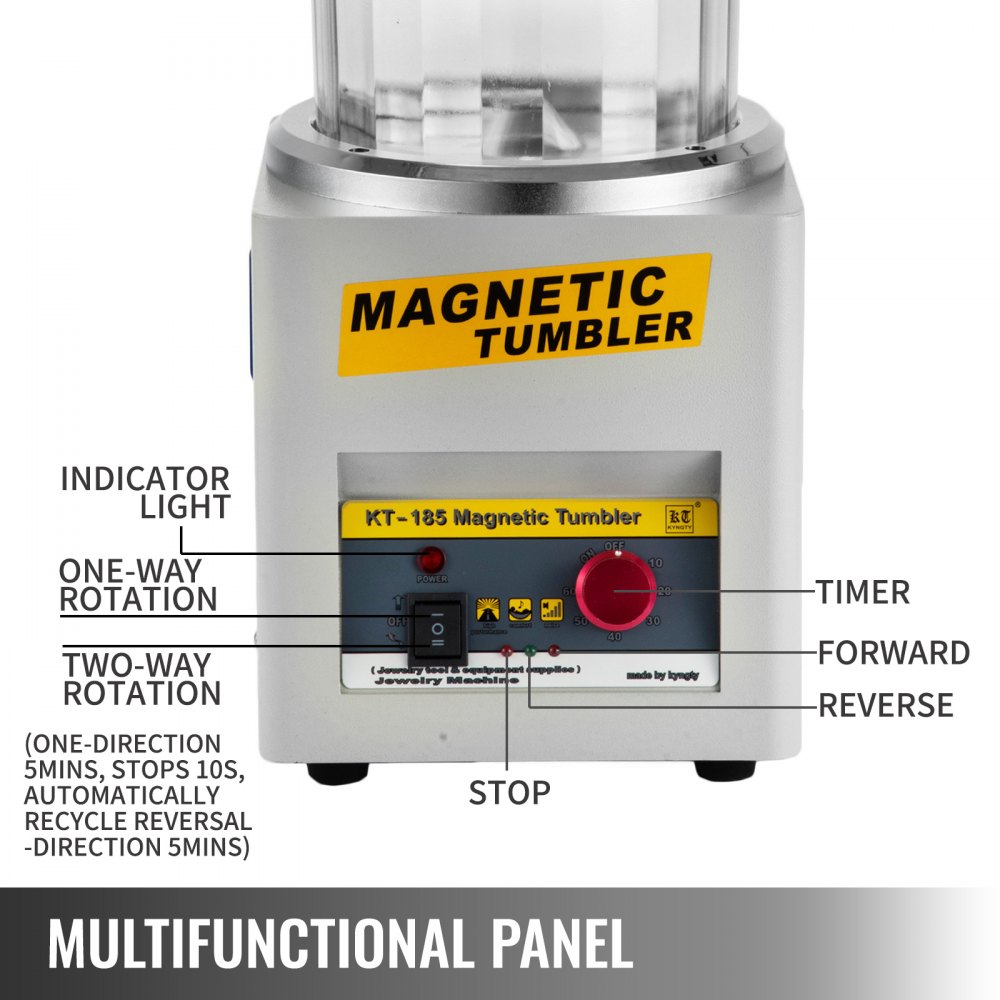 Pulidora de joyas VEVOR kt-185, panel de control de vaso magnético con múltiples configuraciones.
