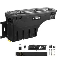 VEVOR Caja de almacenamiento para caja de camión, tapa con cerradura, caja de herramientas impermeable ABS para ruedas de 6,6 gal/20 L con candado de contraseña, compatible con Tundra 2007-2021, lado del conductor, negro