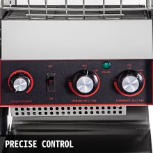 Tostadora transportadora comercial VEVOR de 300 rebanadas/hora, tostadora industrial resistente de acero inoxidable de 2200 W con tubos de calentamiento dobles, equipo de restaurante eléctrico de encimera para comida horneada con pan de bagel