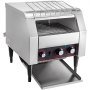 Tostadora comercial con cinta transportadora VEVOR de 450 rebanadas por hora, 2600 W, de acero inoxidable, resistente, con tubos de calentamiento dobles, equipo eléctrico de restaurante de encimera para panecillos, bagels y alimentos horneados.