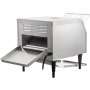 Tostadora comercial con cinta transportadora VEVOR de 450 rebanadas por hora, 2600 W, de acero inoxidable, resistente, con tubos de calentamiento dobles, equipo eléctrico de restaurante de encimera para panecillos, bagels y alimentos horneados.