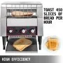 Tostadora transportadora comercial VEVOR 450 rebanadas/hora, tostadoras industriales de servicio pesado de acero inoxidable de 2600 W con tubos de calentamiento dobles, equipo de restaurante eléctrico de encimera para comida horneada con pan Bagel