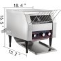Tostadora comercial con cinta transportadora VEVOR de 450 rebanadas por hora, 2600 W, de acero inoxidable, resistente, con tubos de calentamiento dobles, equipo eléctrico de restaurante de encimera para panecillos, bagels y alimentos horneados.