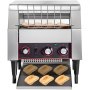 Tostadora comercial con cinta transportadora VEVOR de 450 rebanadas por hora, 2600 W, de acero inoxidable, resistente, con tubos de calentamiento dobles, equipo eléctrico de restaurante de encimera para panecillos, bagels y alimentos horneados.