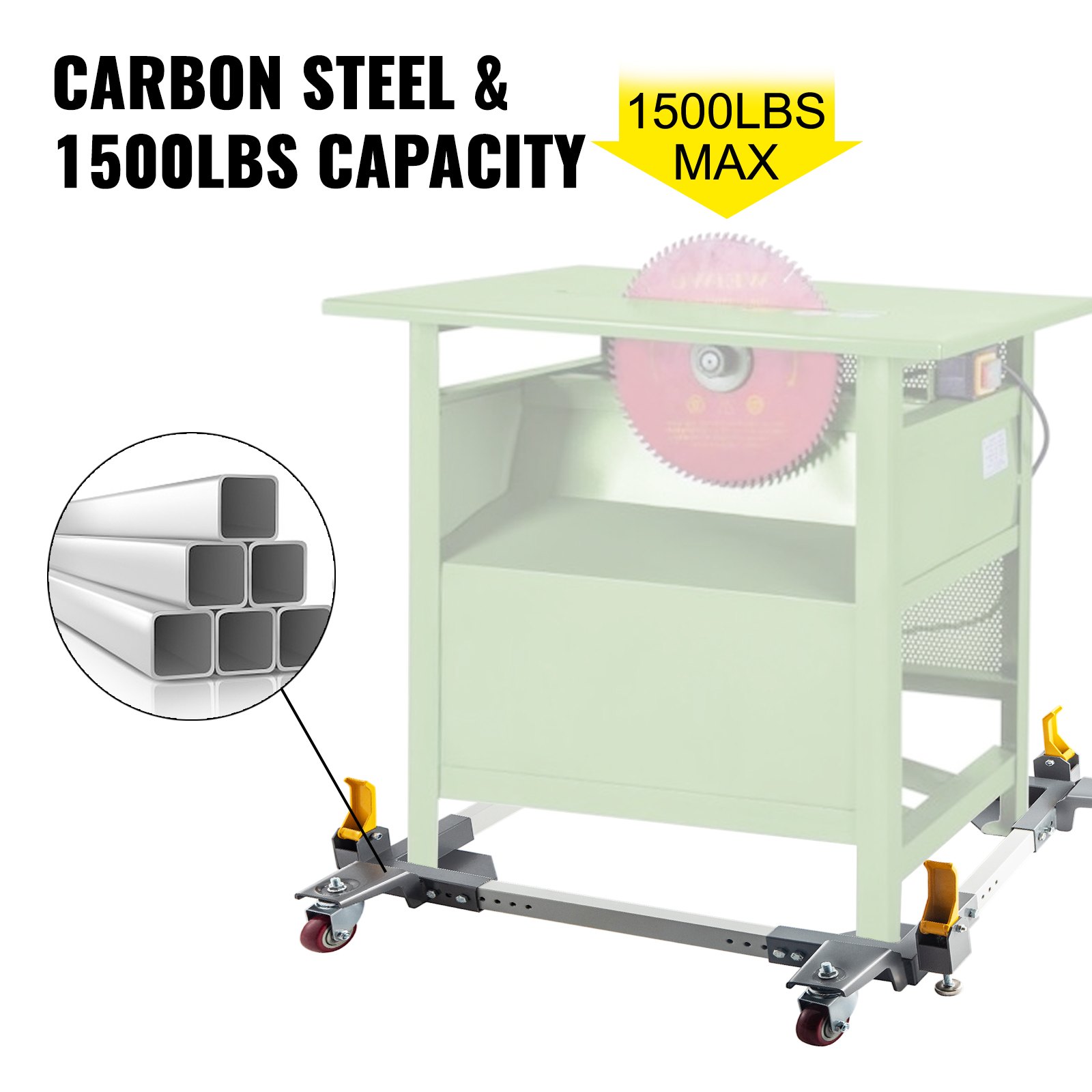 VEVOR Base Móvil Universal Ajustable PM-3500 Base Móvil Resistente Base Móvil Rodante con Palancas de Bloqueo, Utilizada para Movilizar Sierras de Mesa, Taladros de Columna, Cepilladoras