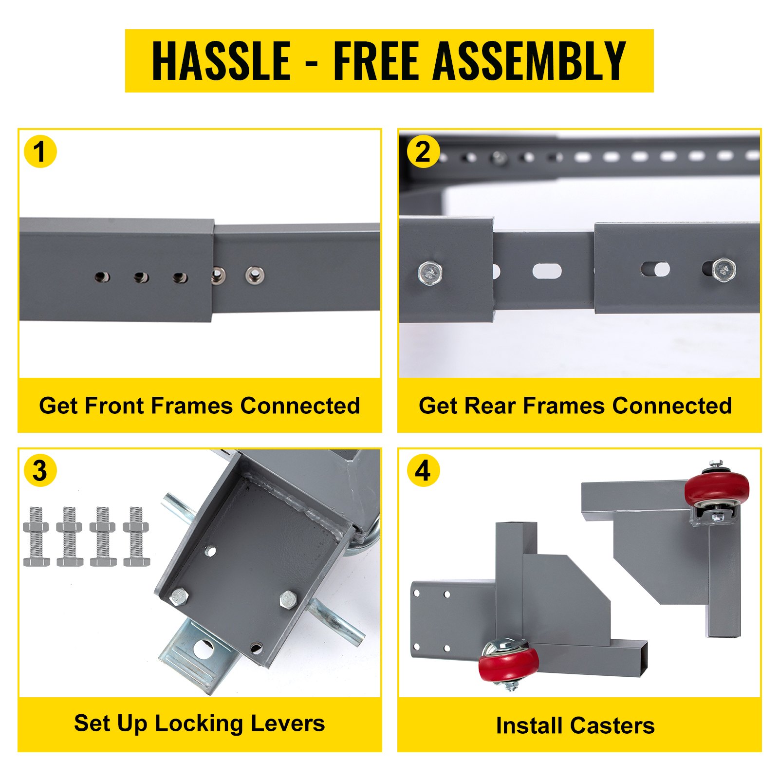 Base móvil universal ajustable VEVOR con capacidad de carga de 680 kg. Base móvil resistente con ruedas y palancas de bloqueo, ideal para mover equipos de carpintería, refrigeradores y lavadoras.