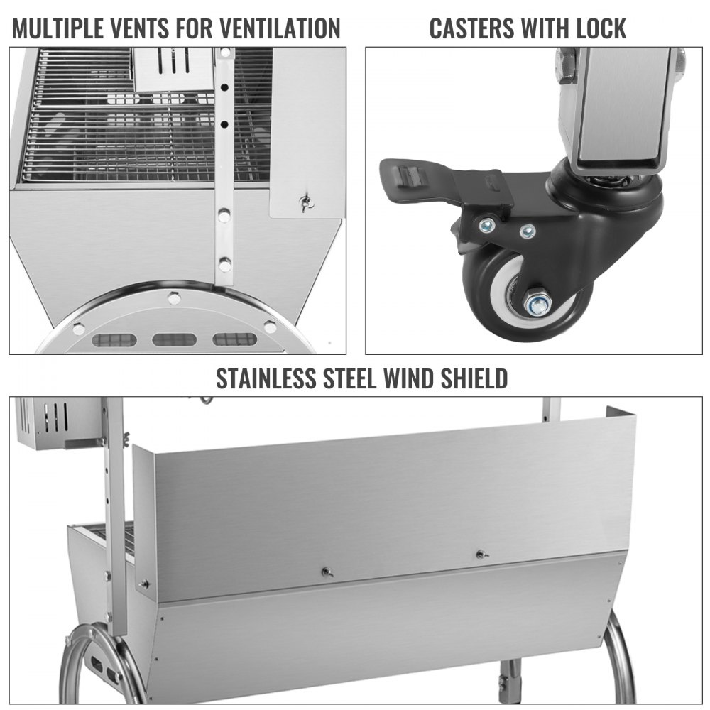 Máquina para asar cerdos VEVOR, asador de cerdo, 132LB, 45W, Motor para lámpara de cabra
