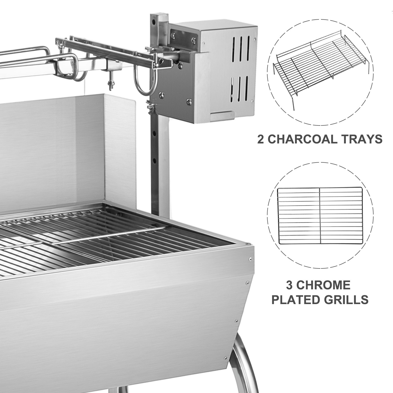 Máquina para asar cerdos VEVOR, asador de cerdo, 132LB, 45W, Motor para lámpara de cabra