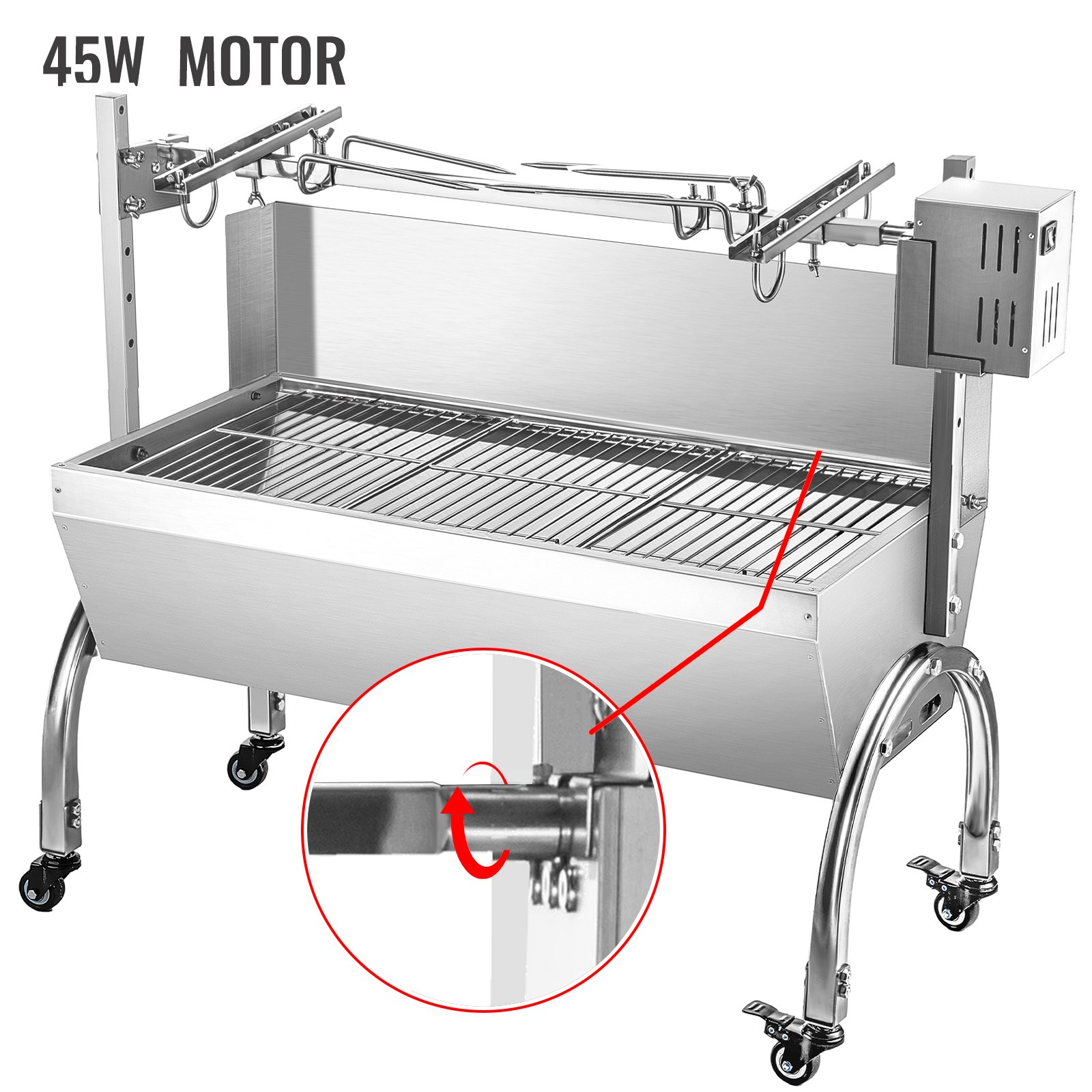 Máquina para asar cerdos VEVOR, asador de cerdo, 132LB, 45W, Motor para lámpara de cabra