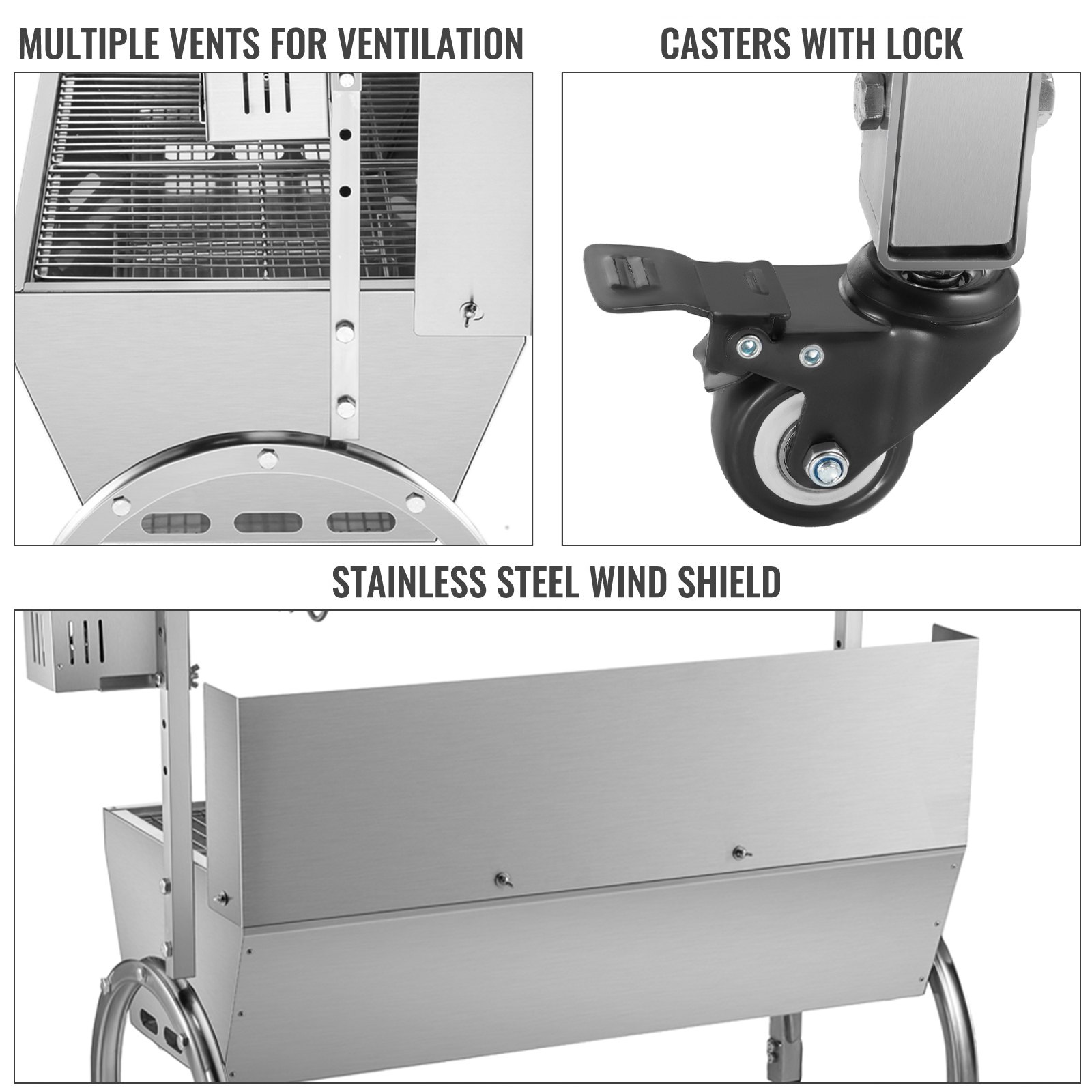 Máquina para asar cerdos VEVOR, asador de cerdo, 132LB, 45W, Motor para lámpara de cabra