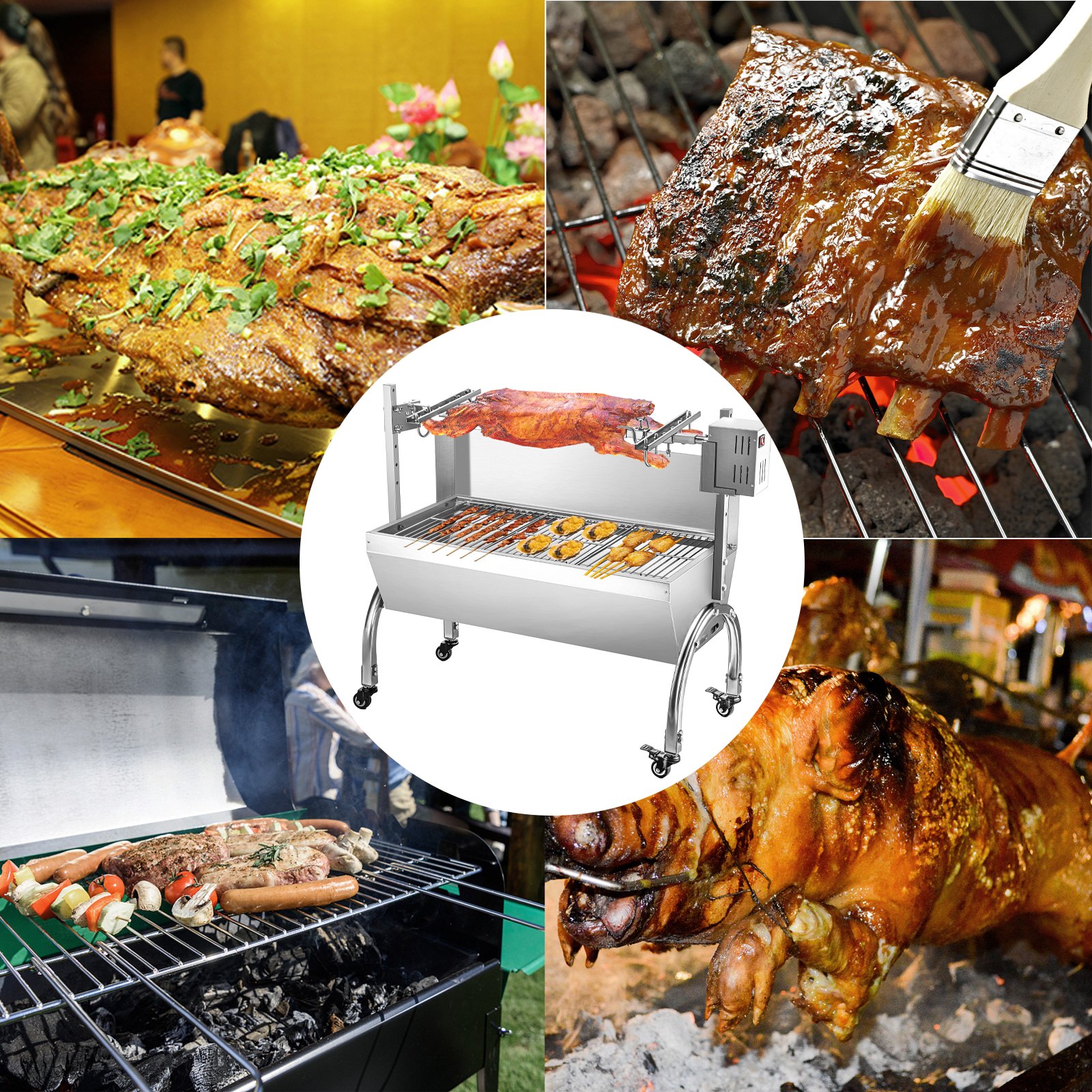 Máquina para asar cerdos VEVOR, asador de cerdo, 132LB, 45W, Motor para lámpara de cabra