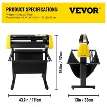 VEVOR Máquina cortadora de vinilo Plotter de corte de alimentación de papel máx de 34 in / 870 mm Impresora de pantalla Lcd de corte automático de