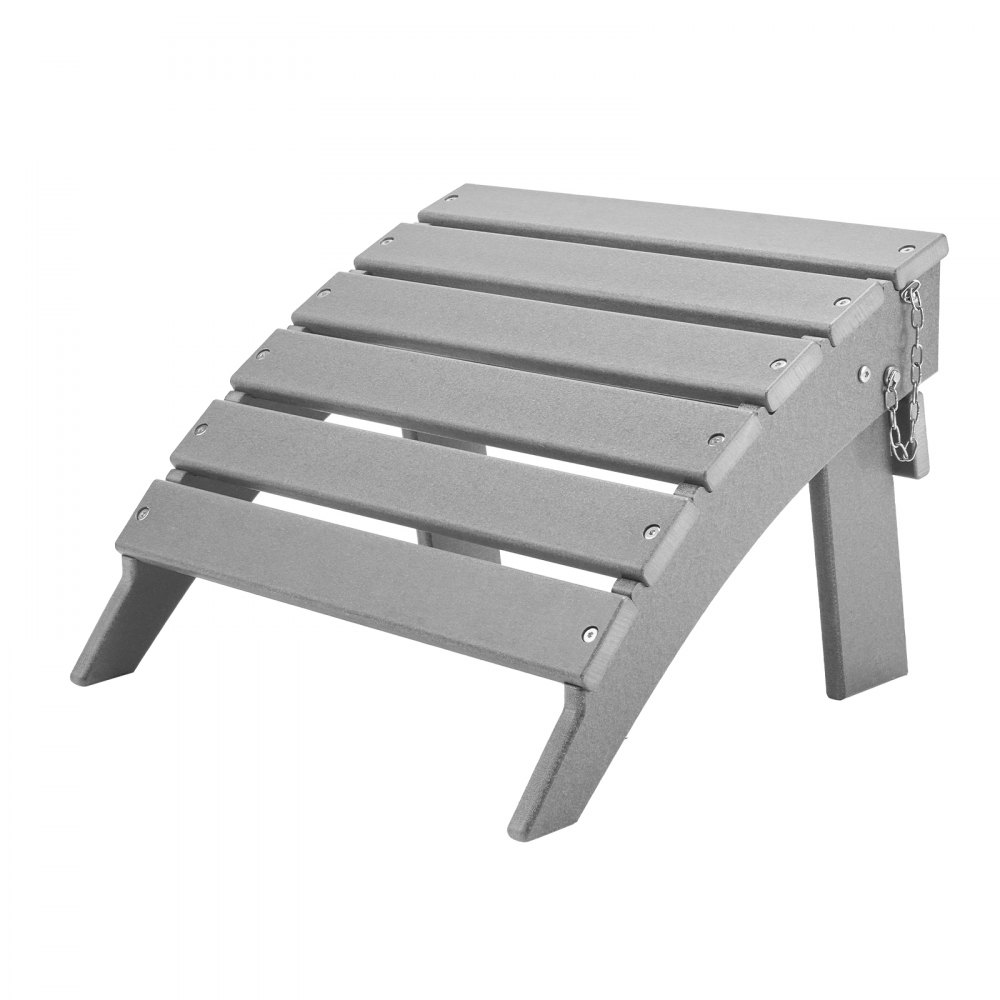 Otomana Adirondack VEVOR, 43 cm (largo) x 48 cm (ancho) x 33 cm (alto), plegable, de plástico HDPE. Reposapiés resistente a la intemperie para silla Adirondack. Ideal para porches, piscinas, jardines, etc., color gris.