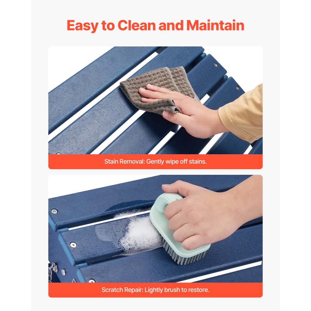 Otomana Adirondack VEVOR, 40 cm (largo) x 48 cm (ancho) x 33 cm (alto), plegable, de plástico HDPE, con reposapiés resistente a la intemperie para silla Adirondack, ideal para porches, piscinas, jardines, etc., color azul.