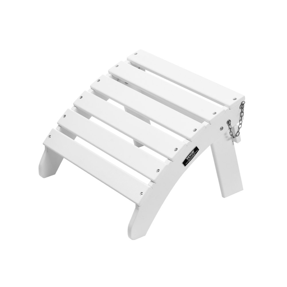 Otomana Adirondack VEVOR, 45 cm (largo) x 50 cm (ancho) x 35 cm (alto), plegable, de plástico HDPE, con reposapiés resistente a la intemperie para silla Adirondack, ideal para porches, piscinas, jardines, color blanco.