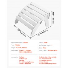 Reposapiés plegable para patio Adirondack de HDPE de 17,7 x 19,7 x 13,8 pulgadas, color blanco