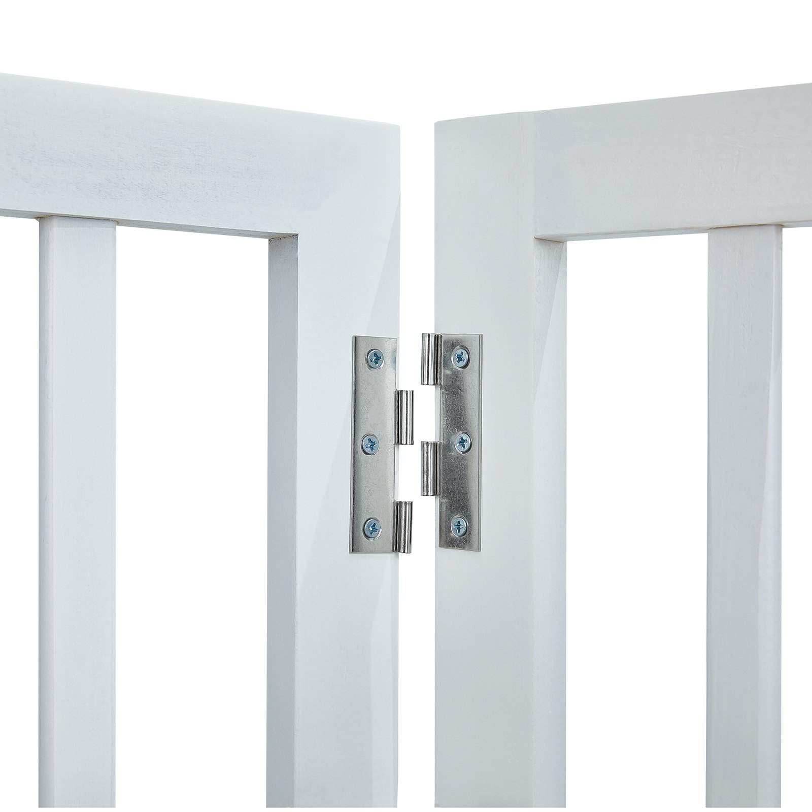 Barrera independiente para mascotas VEVOR, 61 cm de alto x 203 cm de ancho, puerta plegable de 4 paneles para diversas aberturas, valla extensible y silenciosa para interiores con patas, color blanco