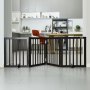 Barrera interior para mascotas VEVOR, 61 cm de alto x 203 cm de ancho, puerta plegable de 4 paneles para mascotas, valla ajustable y versátil para perros, ideal para aberturas anchas y estrechas, con almohadillas silenciosas para las patas, en marrón