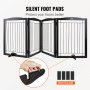 VEVOR Puerta independiente para perros, 32" H x 96.5" W Puerta independiente para mascotas, 4 paneles Puerta plegable para perros para pasillos anchos y estrechos, Barrera expandible para perros con soporte silencioso para pies para interiores, marrón